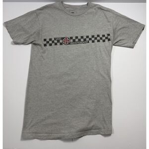 Vans x Independent Checkered Logo T-Shirt Heather Gray Mens Medium Skate Tee